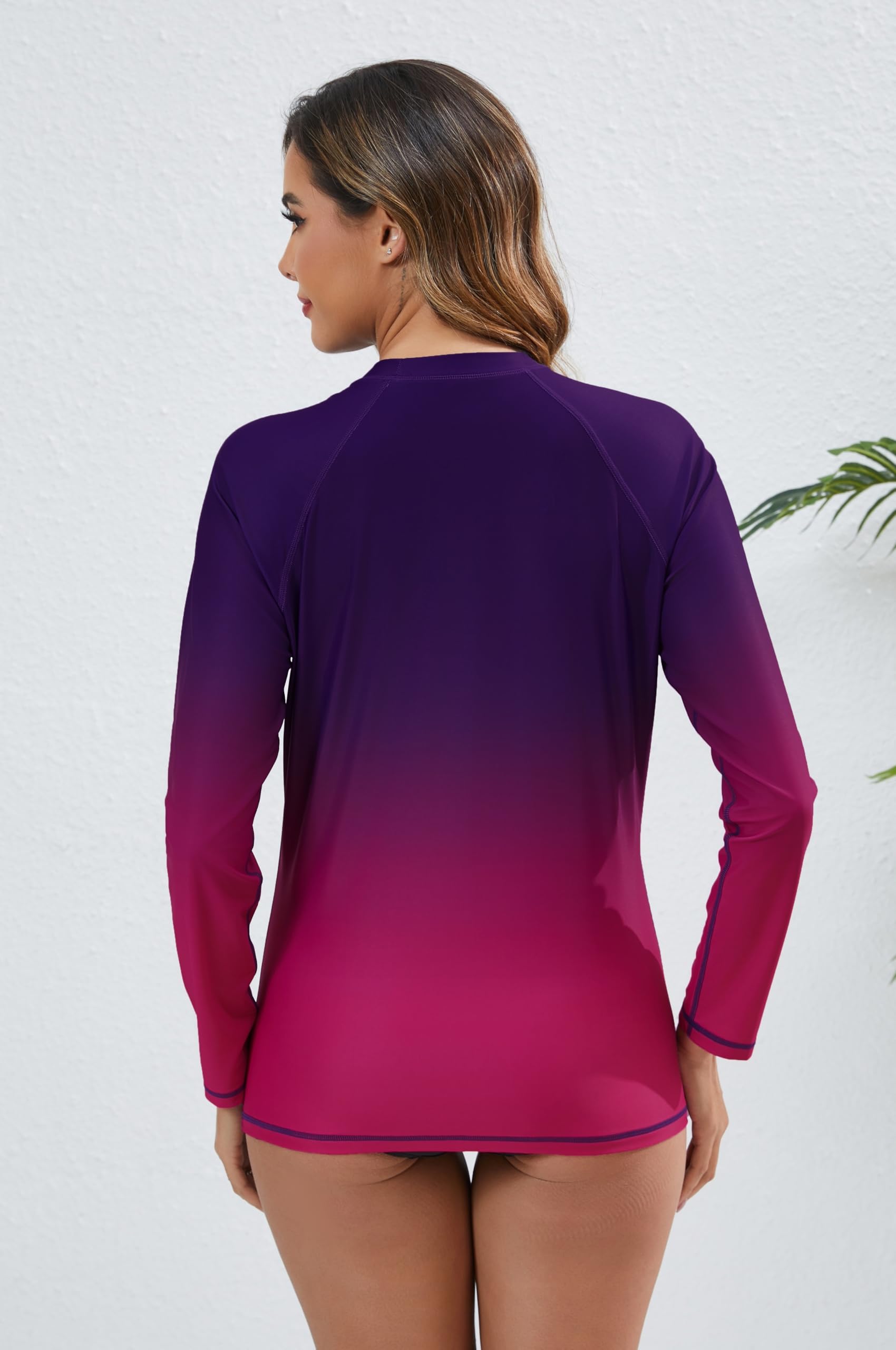 Halcurt Haut de bain à manches longues avec soutien-gorge intégré UPF50+ Protection solaire Maillot de bain à séchage rapide