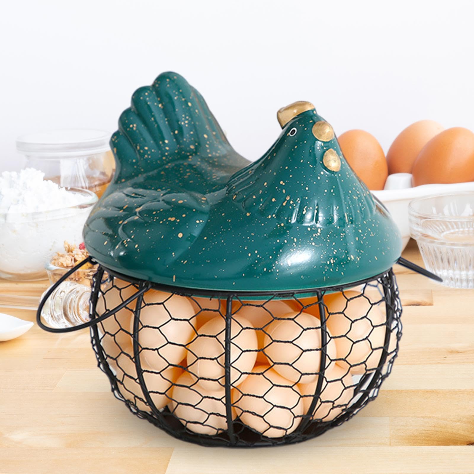 Cesta para Almacenar Huevos, Soporte para Huevos de, Organizador de Huevos de Granja, Contenedor de Huevos de Cocina, Negro con Punto pequeño, Individual