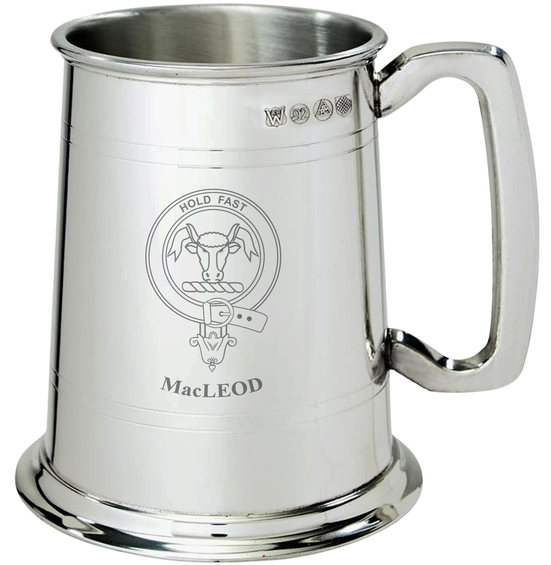 MacLeod Clan Crest Tankard 1 Pint Pewter