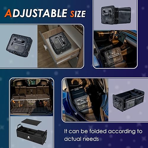 Miniatura 6 de Organizador de maletero de coche de gran capacidad de 95 L, incluye paquete de hielo de 26 L, diseño de constelación fluorescente, impermeable y