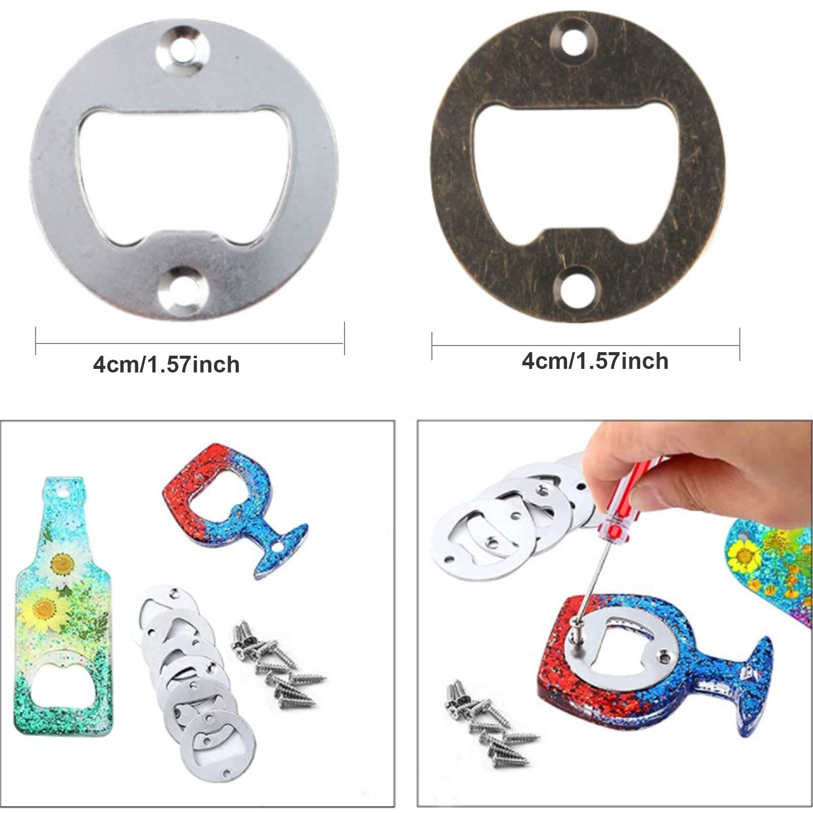 30 Pièces Ouvre-Bouteille Métal Rond 39.5mm - Kit Fixation Avec Vis Pour Bar Et Cuisine