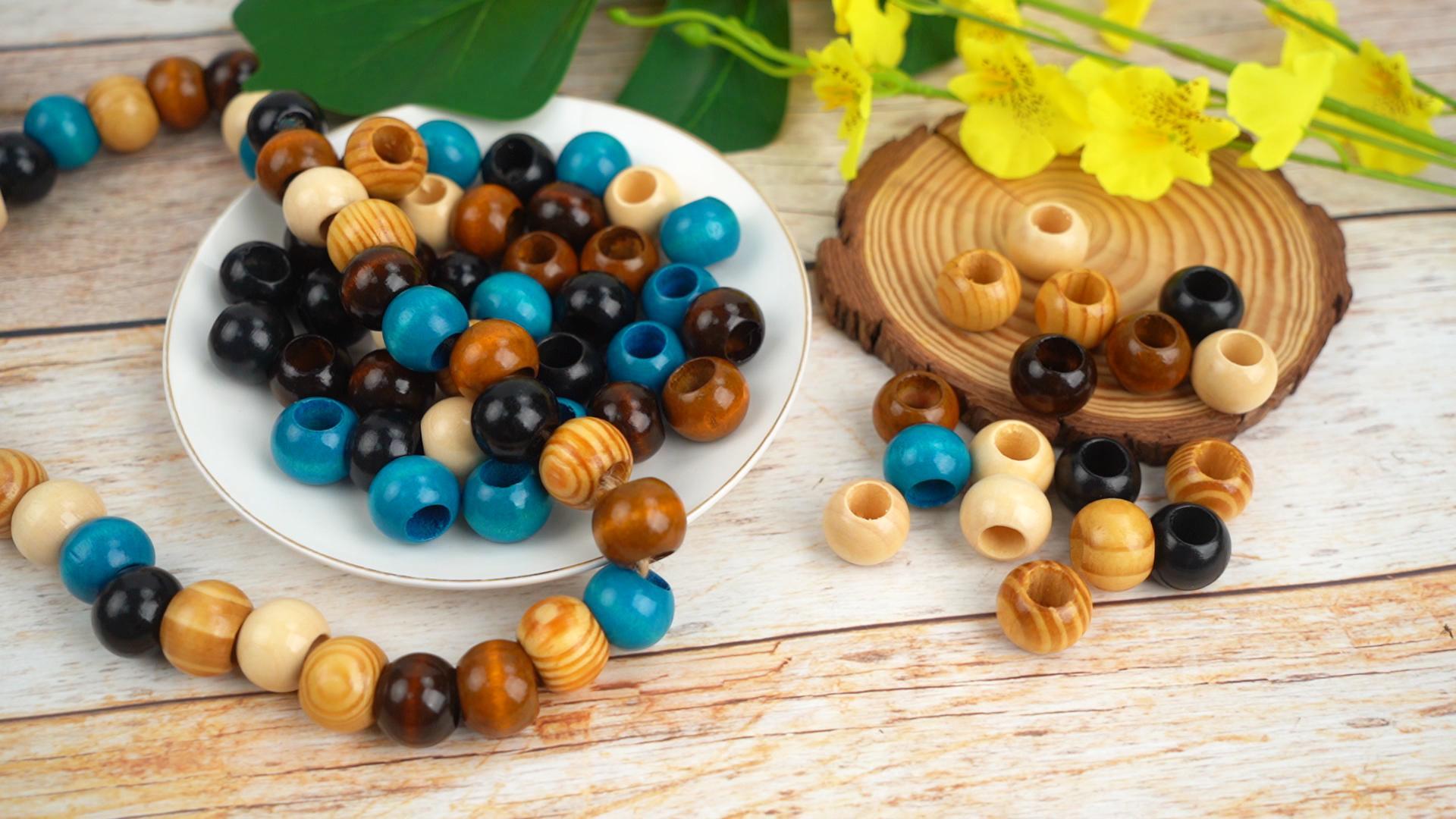 Amazon.com: Pndeyo 60pcs Wooden Beads for Crafts, Round Large Hole