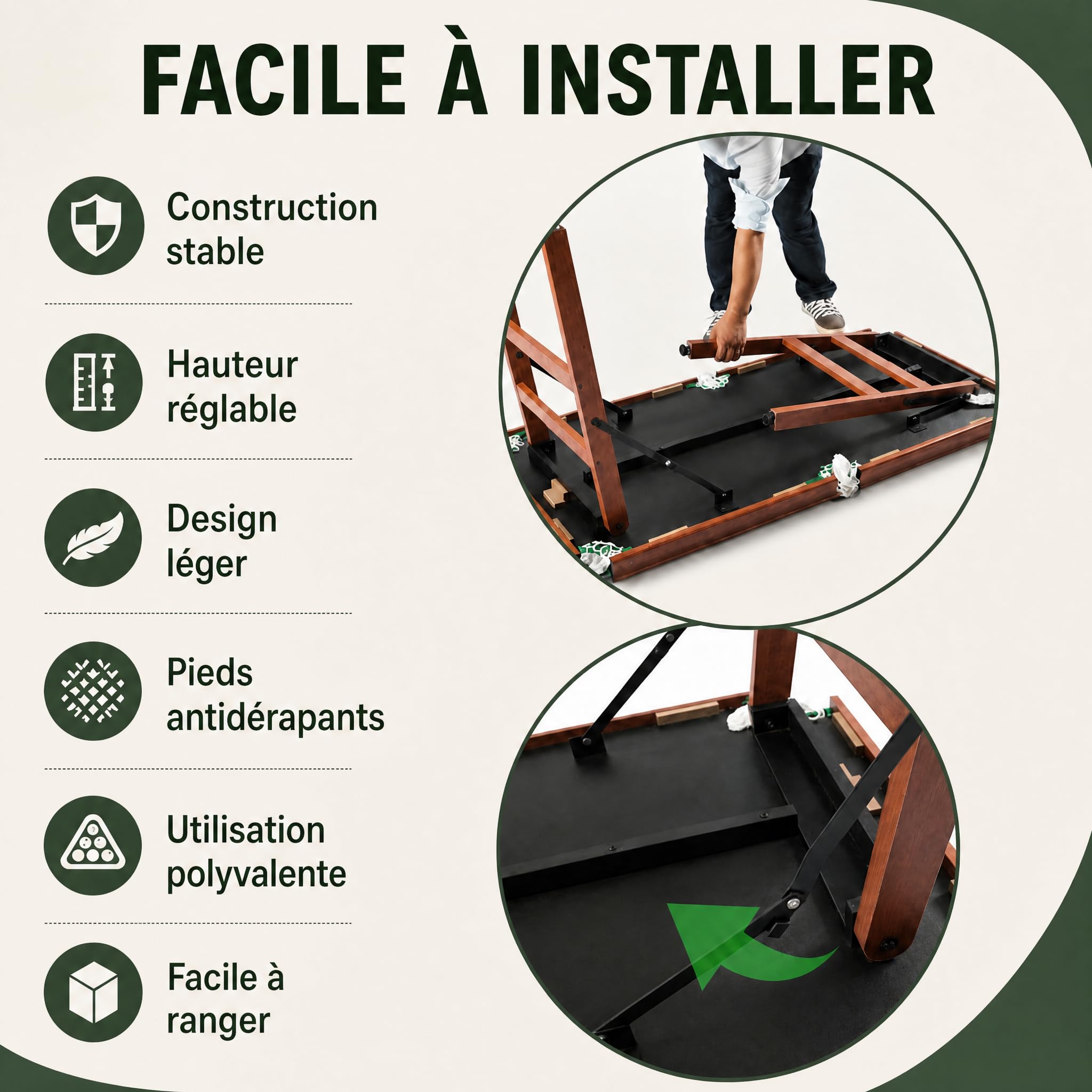 Table de Billard Pliable 140cm, Snooker Compact avec Accessoires