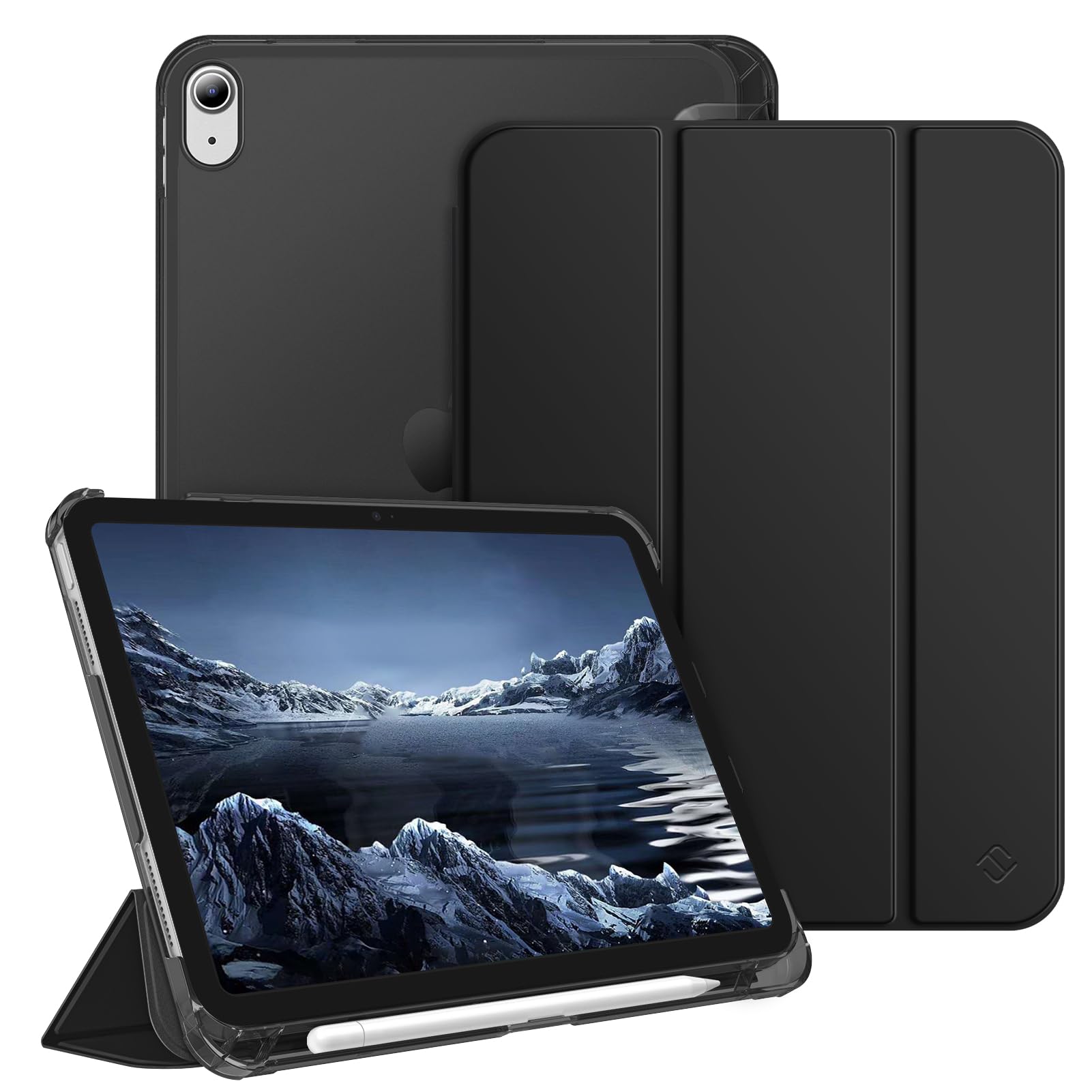 Fintie Hülle für iPad A16 11. Generation 11 Zoll 2025 & iPad 10. Generation 10,9 Zoll 2022 mit Stifthalter – ultradünne, leichte Schutzhülle mit Hart-PC, Transparente Rückseite, Schwarz