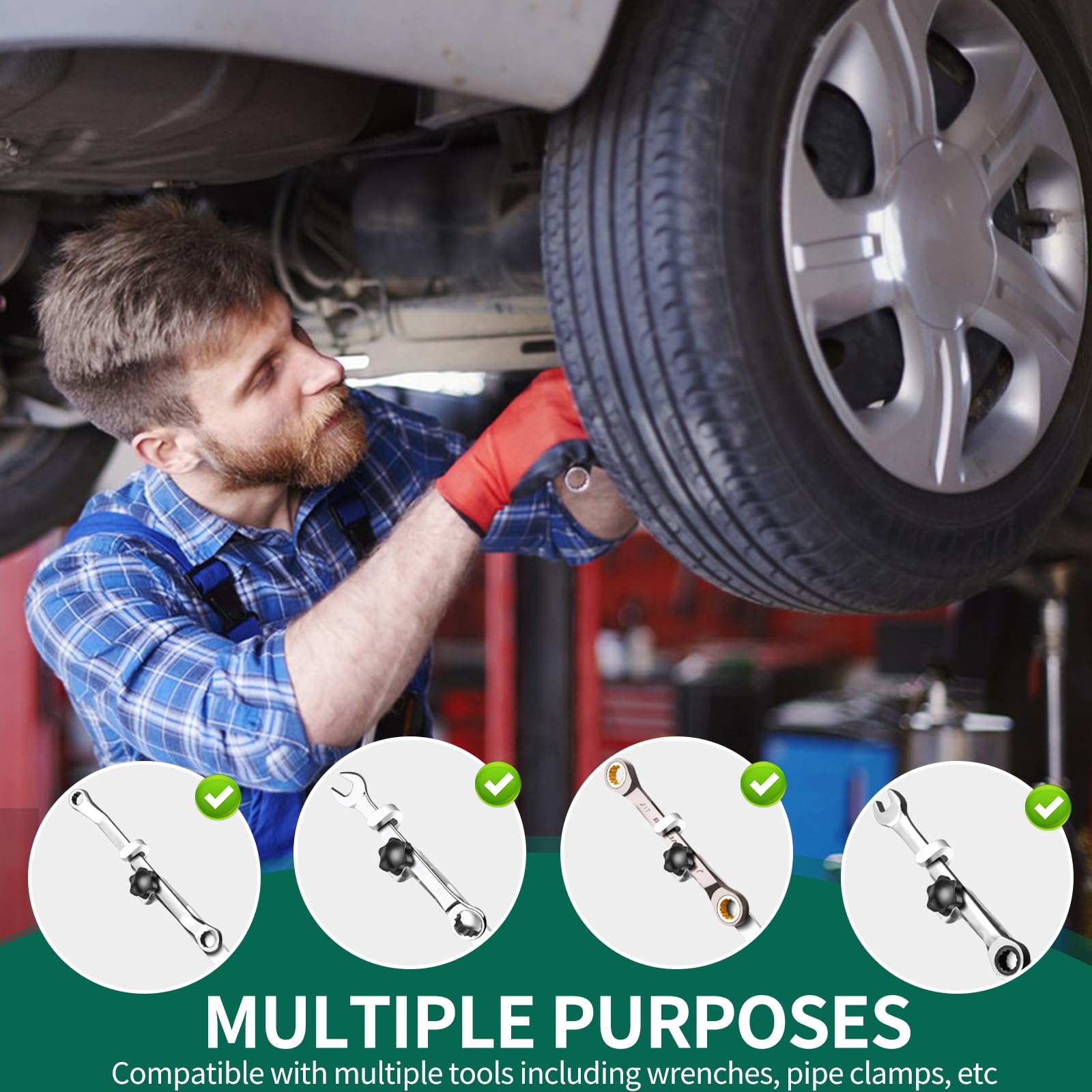 40cm Schraubenschlüssel Verlängerung, Kfz Werkzeug Schlüsselverlängerung Ultra Arbeitssparend Verlängerungsschlüssel Offset Extension Wrench für Autoreparatur und Mechanik