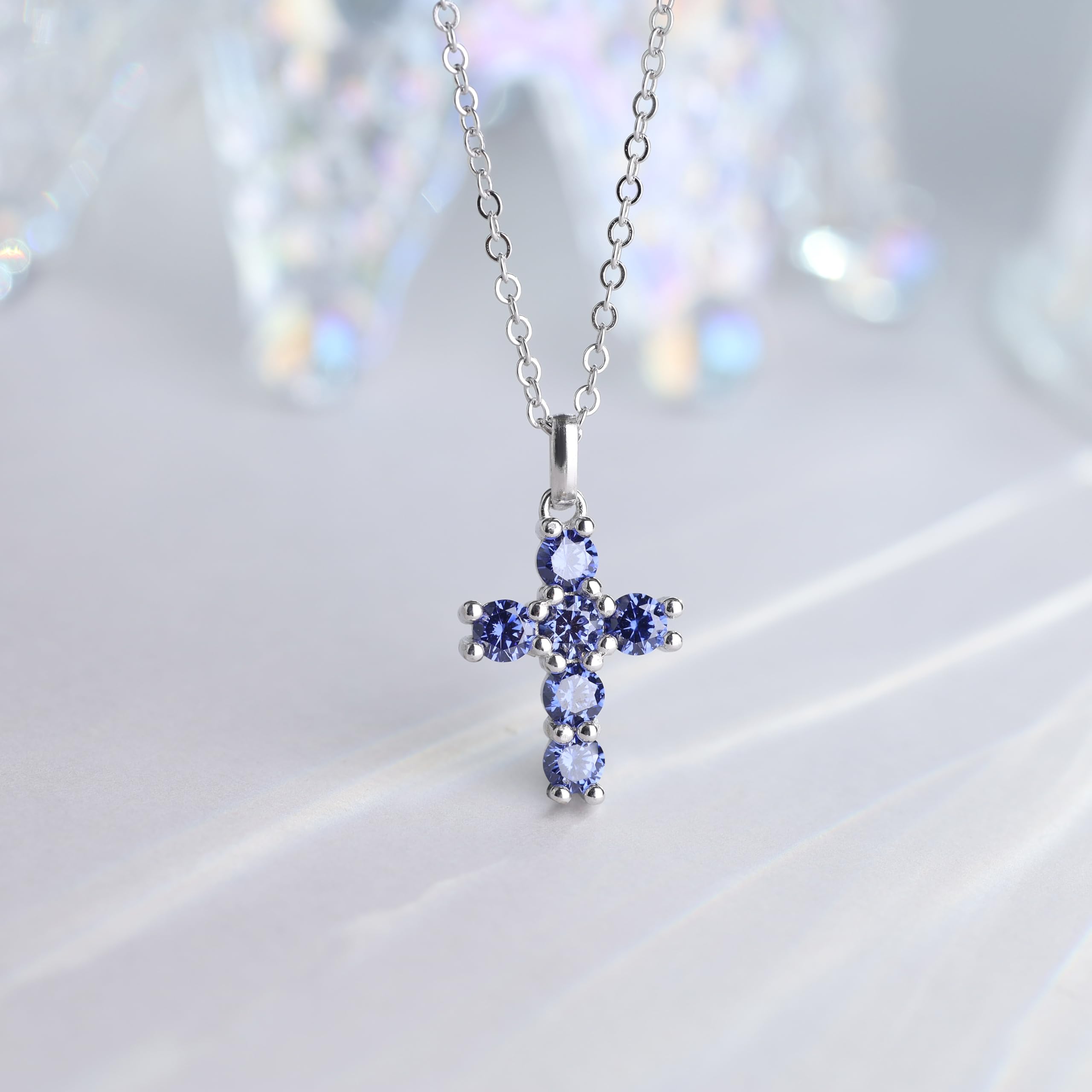GAVU Collier Argent 925 Femme, Croix Chrétienne Femme, Collier Confirmation, Pendentif Zircone Cubique