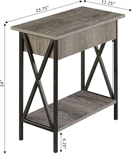 Miniatura 3 de Convenience Concepts Tucson - Mesa auxiliar con tapa eléctrica, Madera Gris desgastado/Negro,Negro/Negro,Cerezo/Negro,Espresso / Negro,Abedul