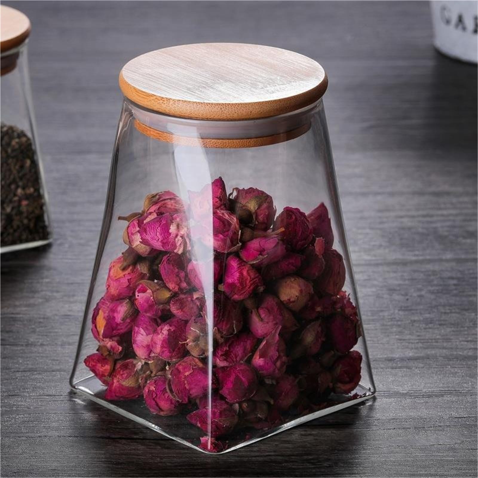 VorratsgläSer Aus Glas 5Pcs versiegelt Tank transparent Glas Lebensmittel Lagerung Gläser Haushalt Luftabsaugung luftdichten Behälter FüR Tee Und Kaffeebohnen(7x10x10.2cm)