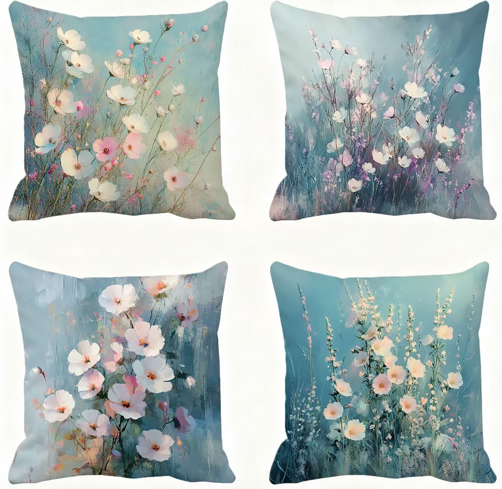 Rose Housse Coussin 60x60 Fleur Taie Oreiller 60x60 Lot de 4 Super Doux Protege Oreiller 60 x 60 Decoration Automne Taie D'oreiller Carrées Coussin Canape, pour Maison Chambre Canapé Chaise E - 925