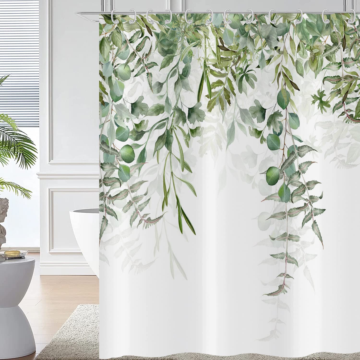 Hnmdmyi Green Leaf Shower Curtain 180x180