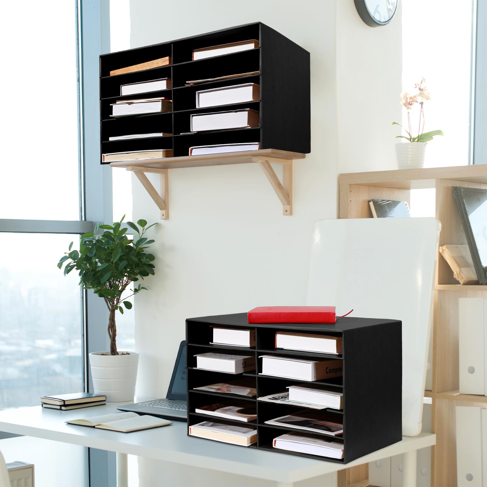 Ireer 4 Pieces Cardboard Paper Organizer, Classroom Mailboxes