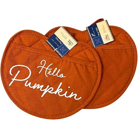 Novelty Fall Oven Mitts and Pot Holders Sets - Pumpkins Shaped Potholders...