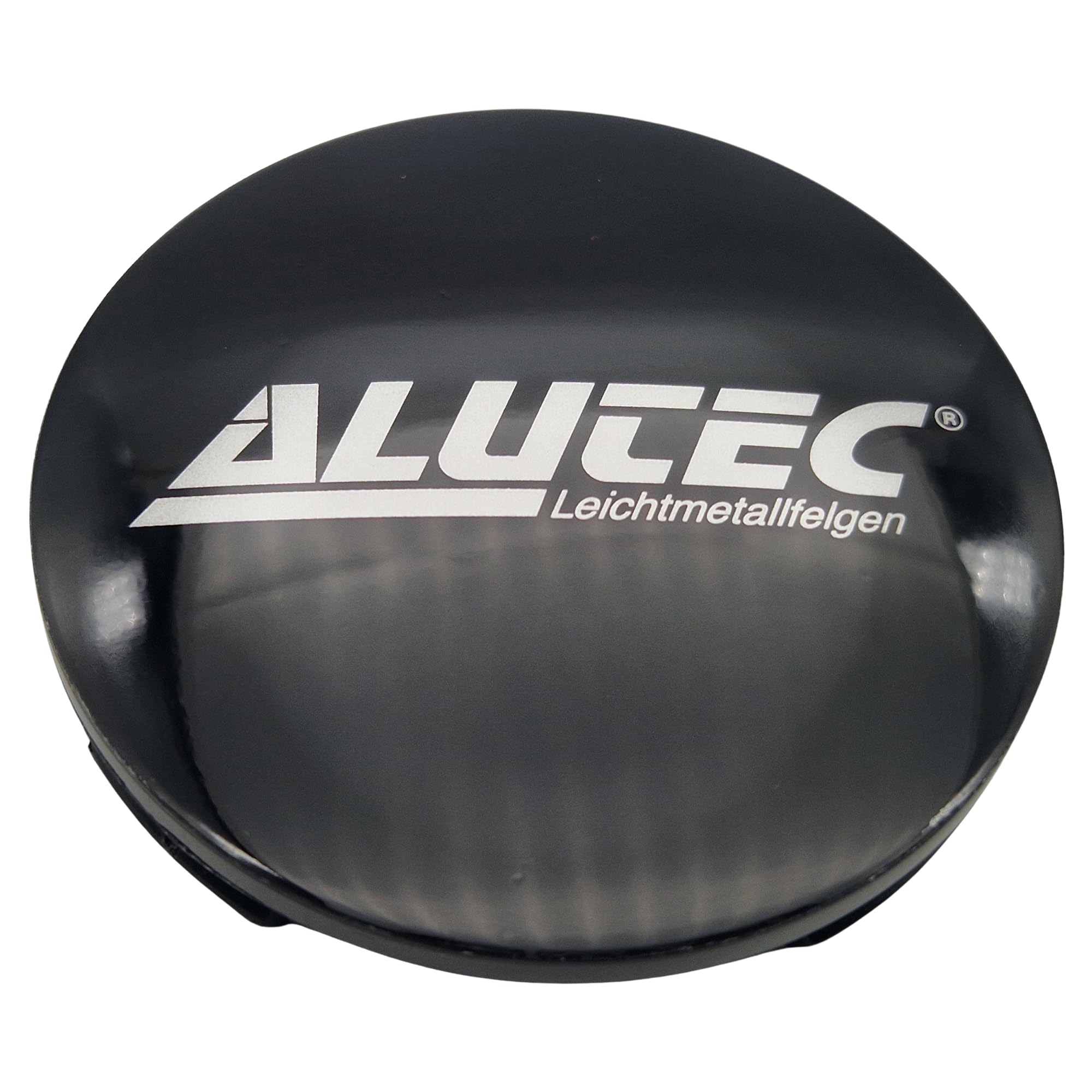 Alutec Lot de 4 cache-moyeux 64 mm noir brillant (N32) avec logo argenté (ALA) – Couvercle de jante d'origine