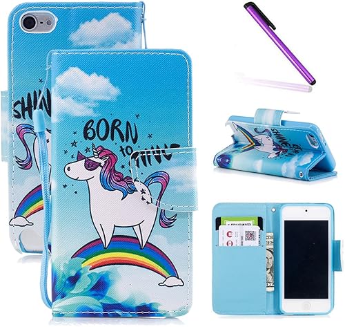 LEECOCO - Funda para iPod Touch 6, iPod Touch 5, diseño floral, con ranuras para tarjetasdinero en efectivo función atril de piel sintética tipo