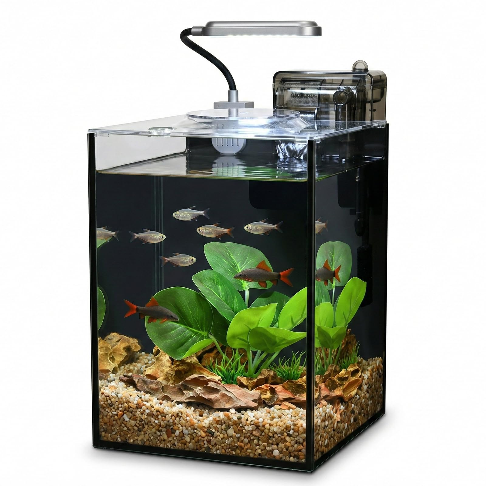 WURJHSONG 2.2 Gallon Small Aquarium Set Glass Fish Tank