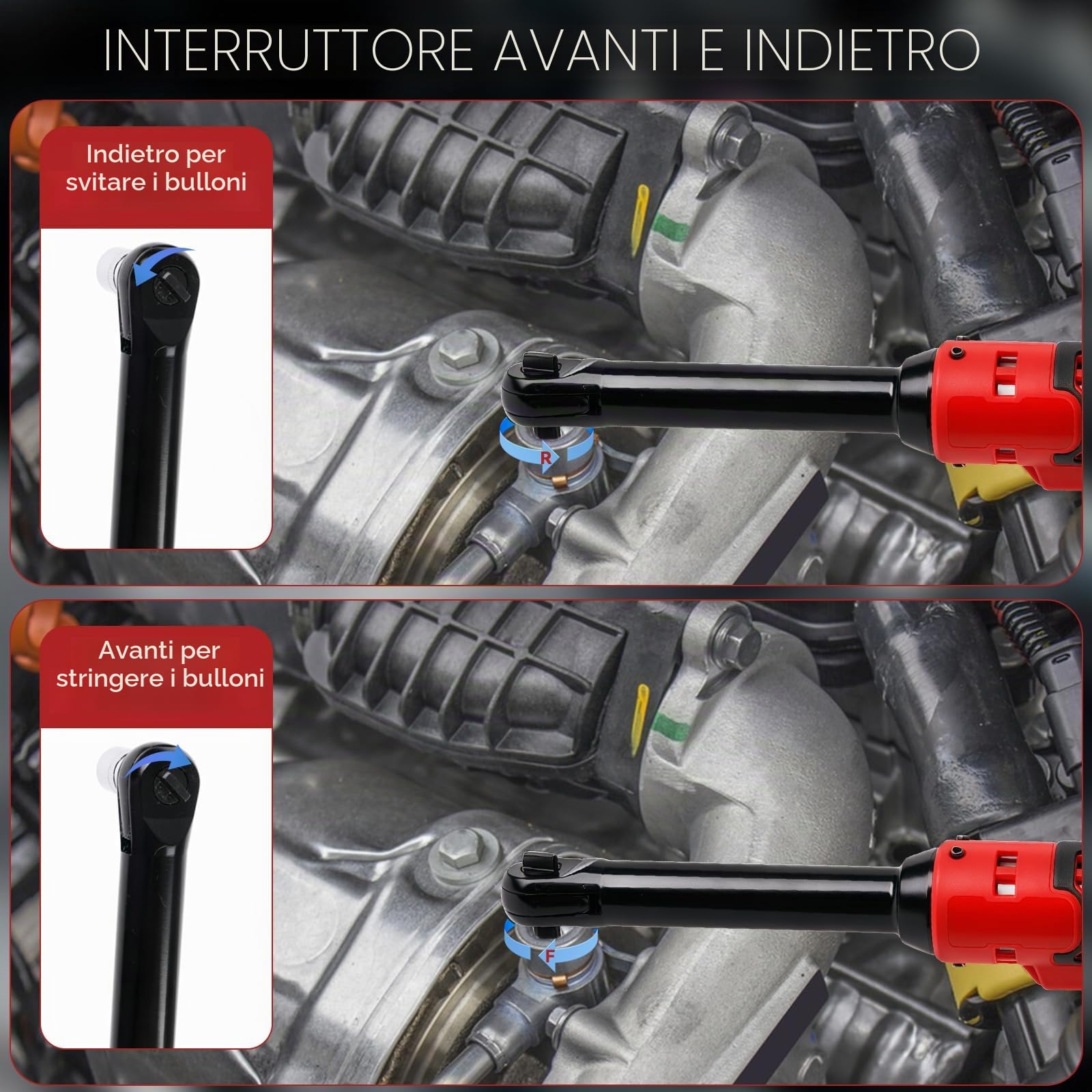 Chiave a cricchetto a batteria per Milwaukee 18 V, 3/8", elettricamente allungata da 16 cm, chiave a cricchetto con luce LED, 320 giri/min, 80 Nm (senza batteria)