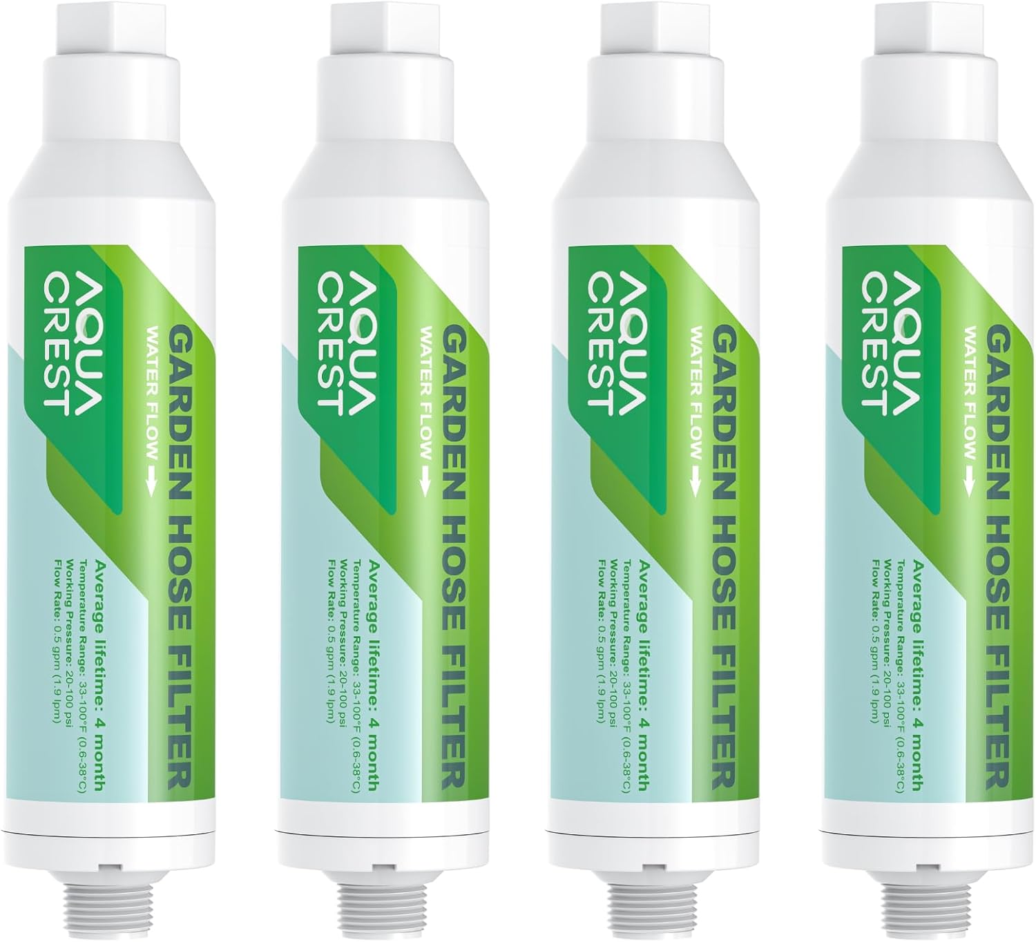 AQUA CREST Garden Hose Water Filter for Plants, Greatly Reduces Chlorine, Odor, Improve Plants Health, Ideal for Organic Gardening, Farming and Pets, Pack of 4