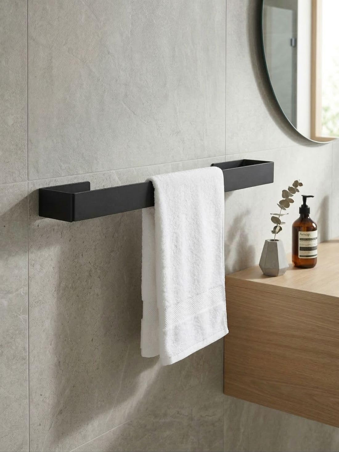 Orret Home 40 Cm Yapışkanlı Havlu Askısı Metal Havluluk Delmeden Montaj Banyo Havlu Askılığı Mutfak Havlu Tutucu Lavabo Yanı Havlu Askısı Siyah Duvar Havluluk (Siyah)