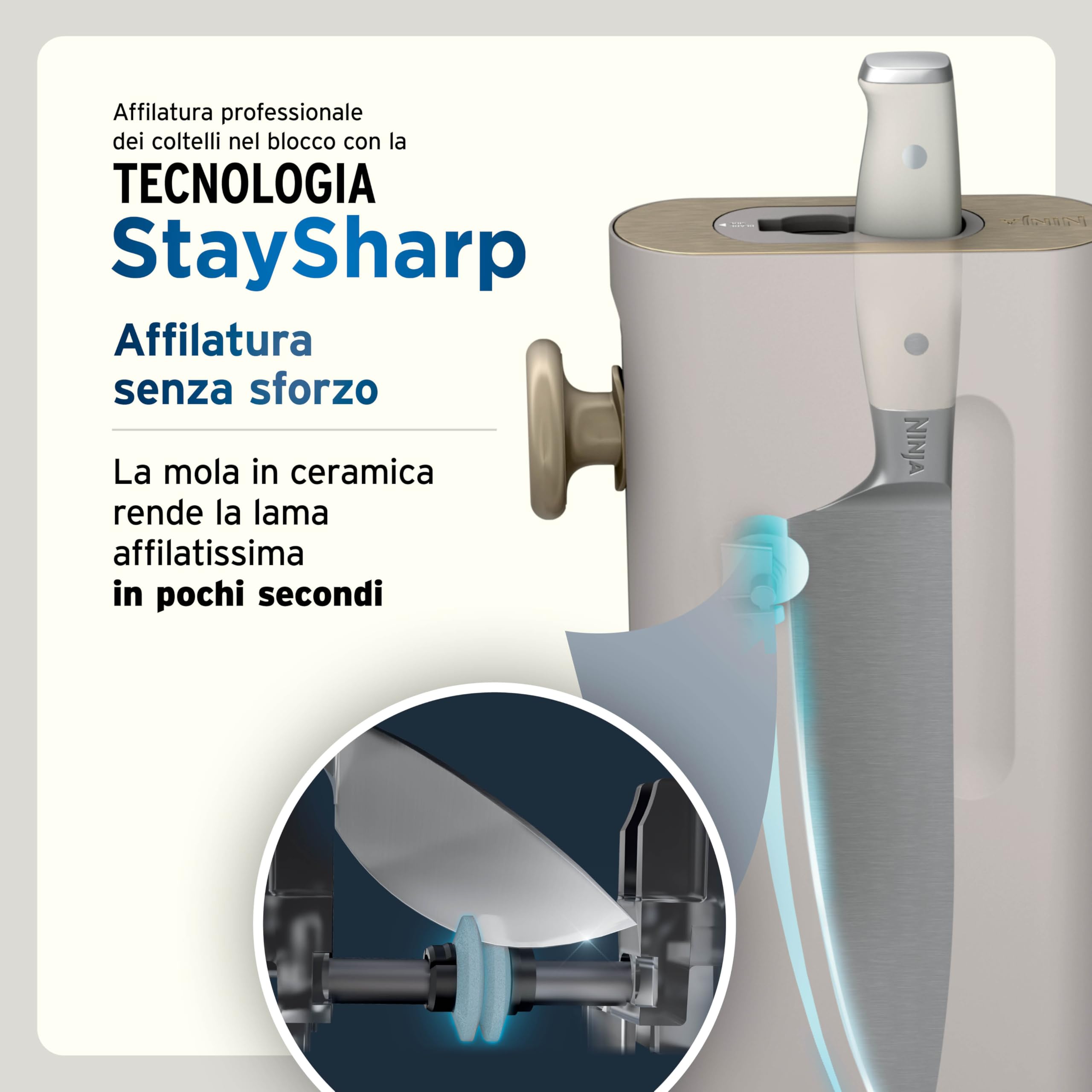 Ninja Set di coltelli StaySharp da 13 pezzi Oro chiaro, NK32013EUUKSD1 | con affilatrice rimovibile