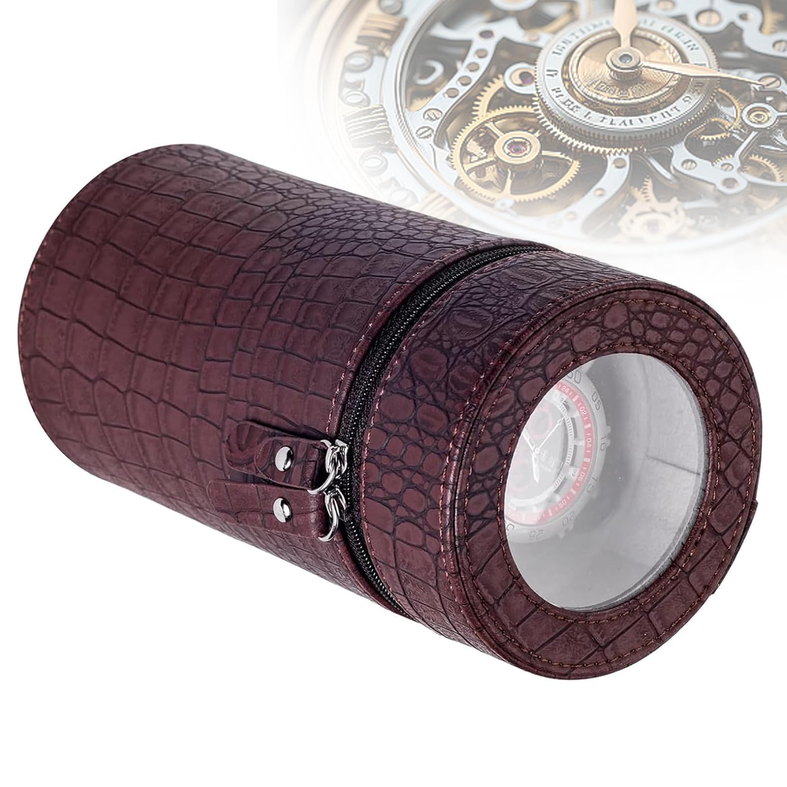 VILA SMO Portable Automatic Watch Winder, Single Automatic Watch Winder Box, With Quiet Motor, 3 Control Modes And 2 Pillows, Easy To Carry, For Women And Men Mechanical Watches brown