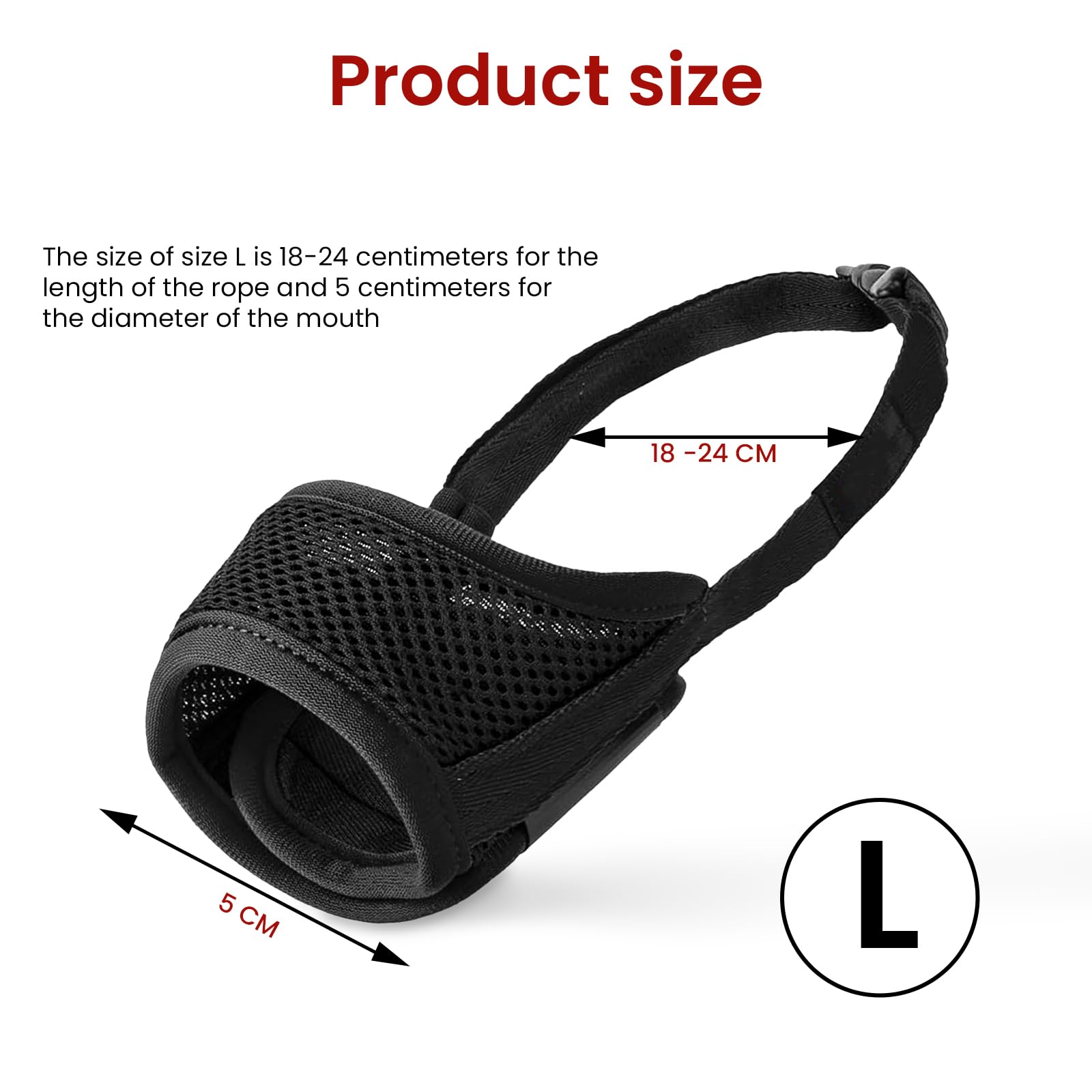 maxtachi Pet Muzzle with Adjustable Loop and Soft Pad, Allows Panting Drinking, Soft Breathable Dog Muzzles, Dog Muzzle to Prevent Biting Barking and Chewing-Black (m) - Image 4
