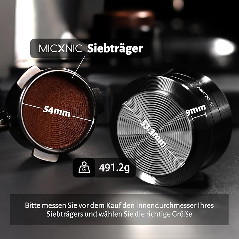 MICXNIC Kávétömörítő 54 mm Rugós Önszintező Espresso Tamper Sage Breville Barista Express Portafilterhez Dió Fekete