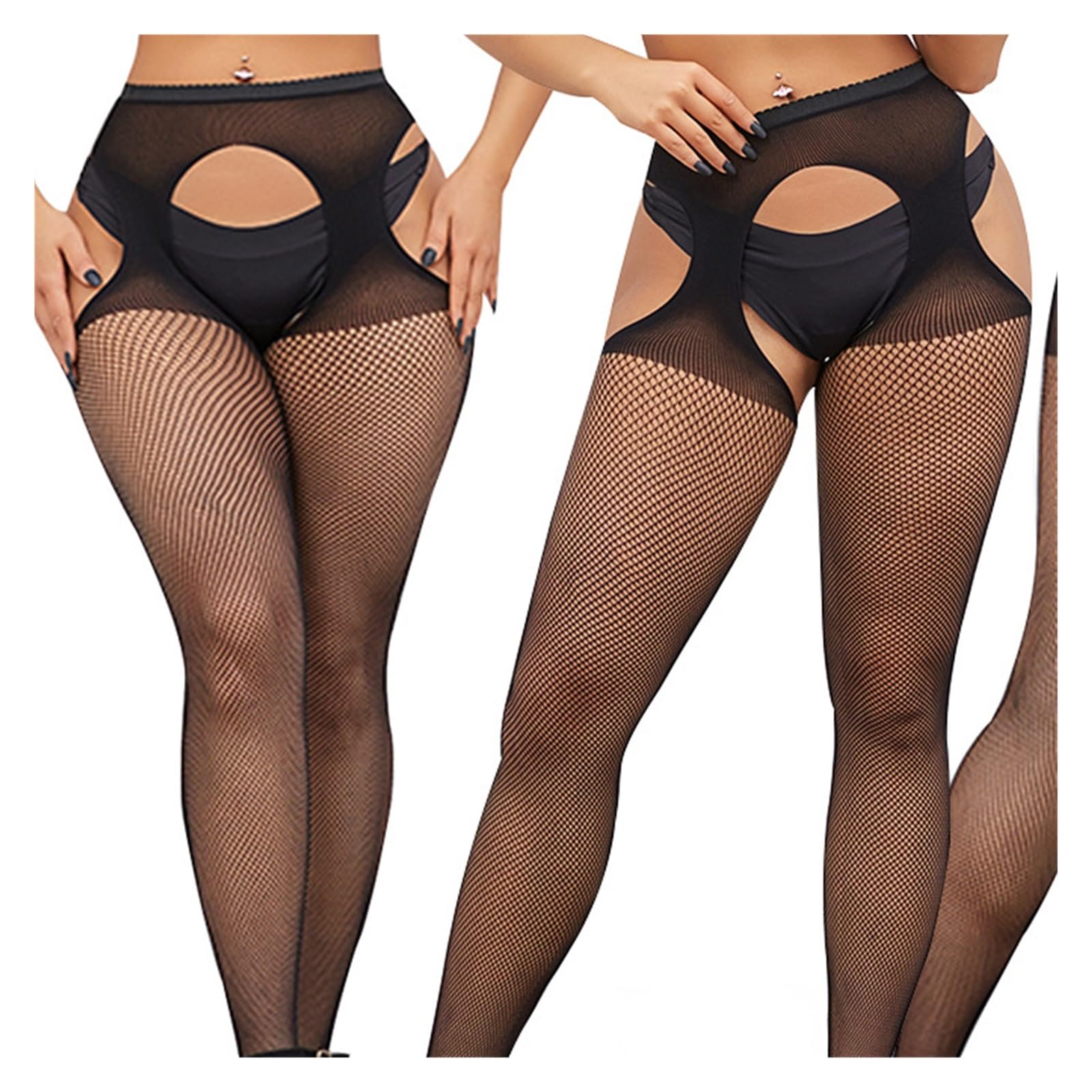 stockings, 10 Stück Strumpfhosen mit offenem Schritt, Strumpfband, Dessous for Damen, Oberschenkelhohe Strumpfwaren, Netzstrumpfhosen, atmungsaktiv,for lingerie