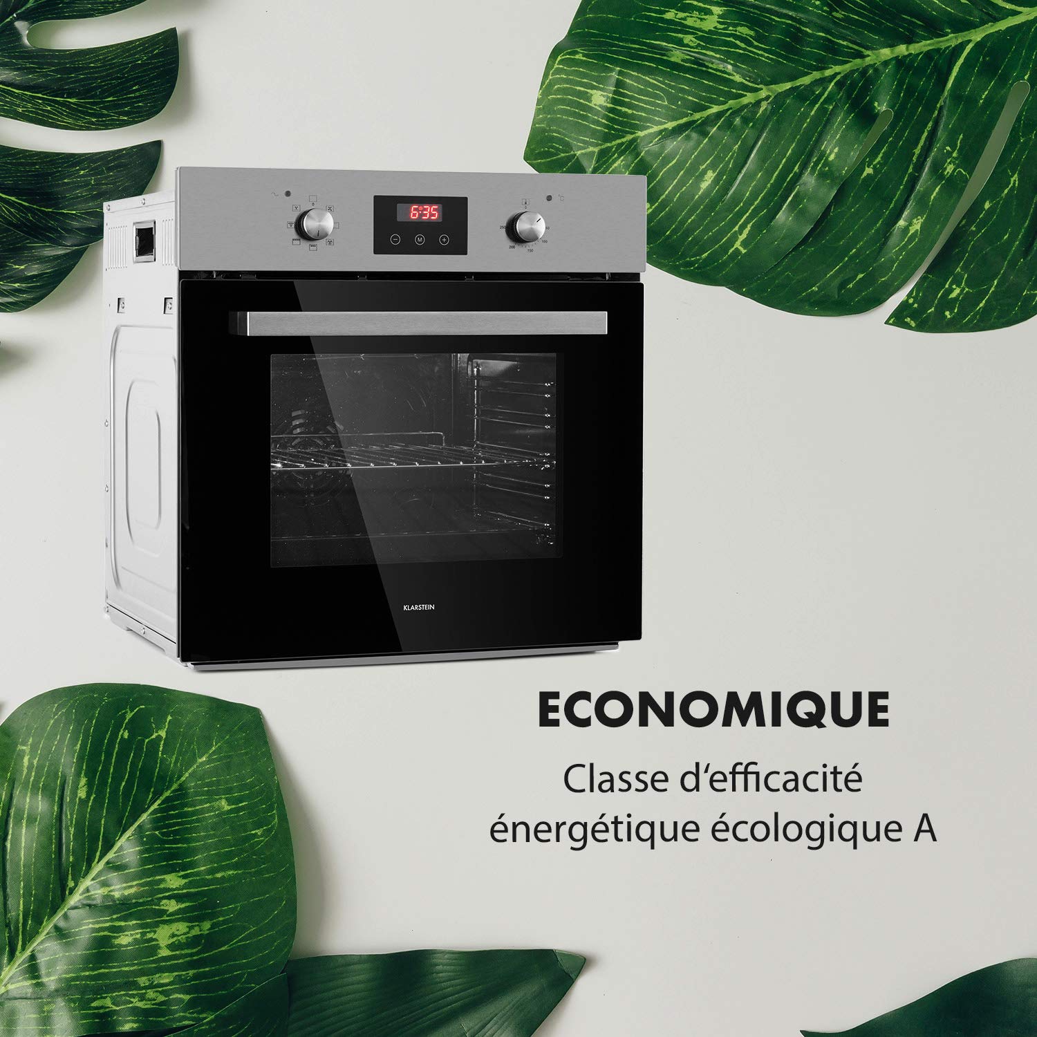 Klarstein Kalahari Four Encastrable - Électrique, 68 Litres, Classe d'Efficacité Énergétique A, 59,5cm, Température : 50-250 °C, 7 Fonctions, 5 Niveaux, Sécurité Enfant, Autonome, Noir