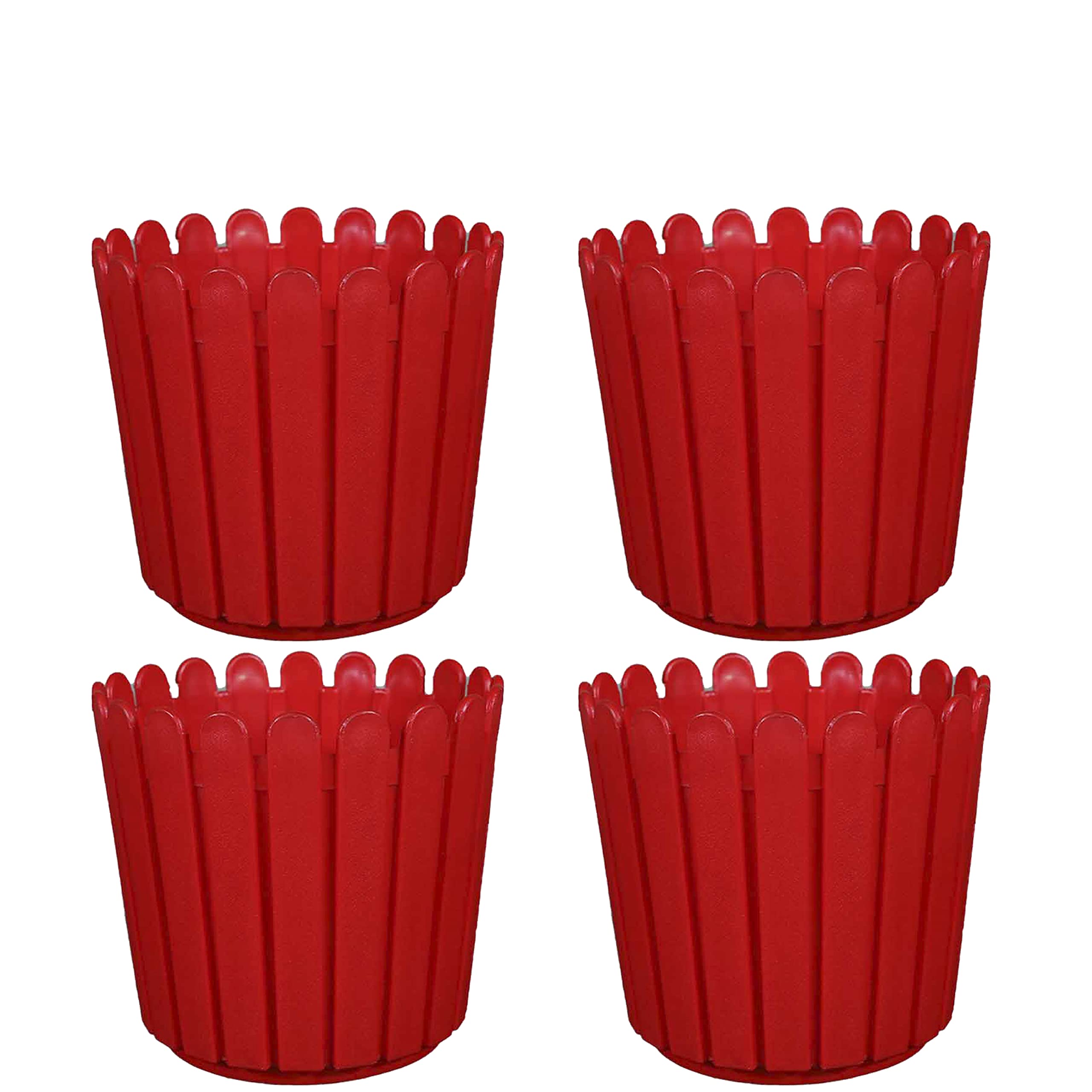 GREENRI Fence 6 Inches (Pack of 4) Heavy Duty Plastic Planters Pots, UV Resistant Flower Pot for Indoor & Outdoor Use, Flawless Planters Pot Set for Home, Living Room, Balcony & Garden Décor (Red) (B0B22VMTL2) Amazon Price History, Amazon Price Tracker