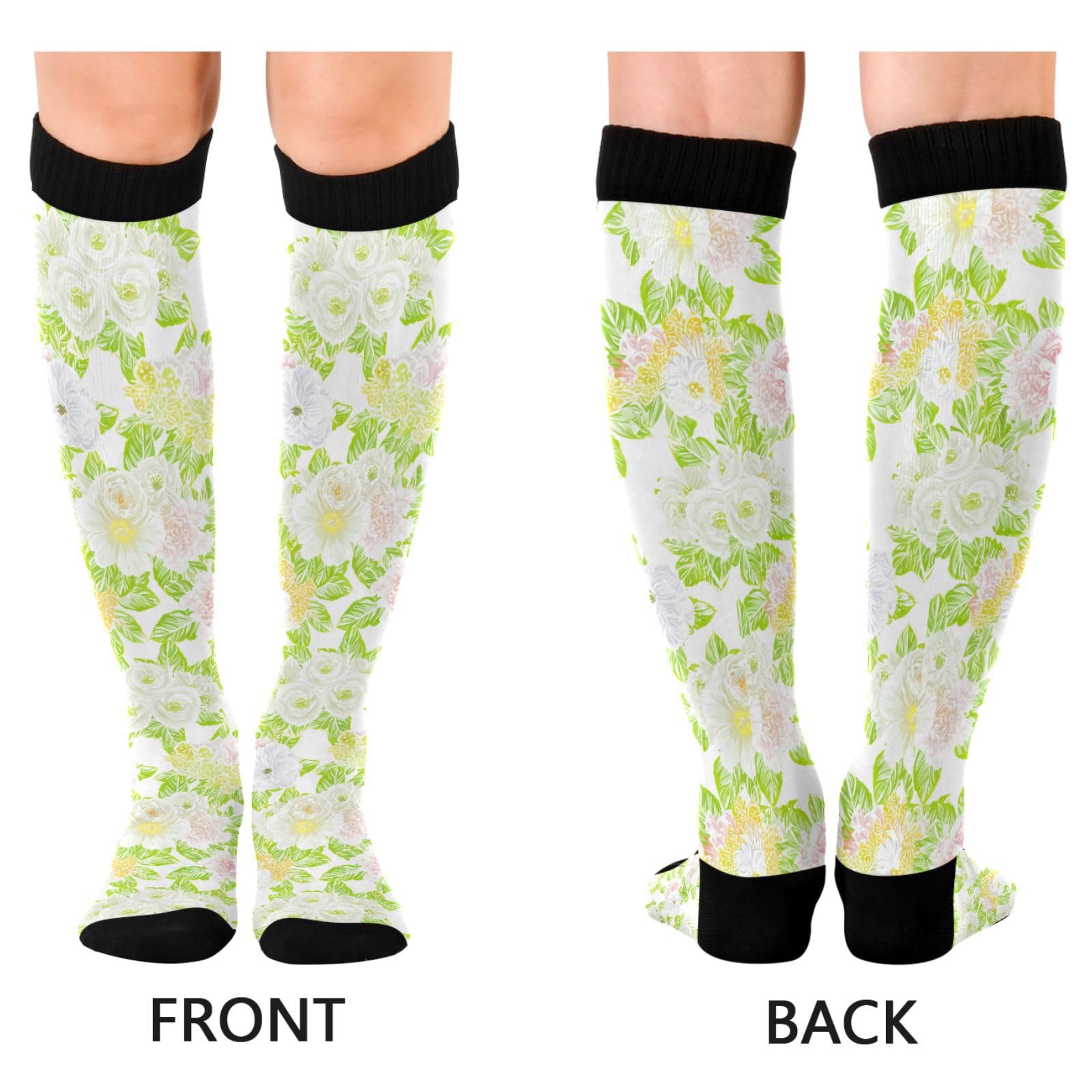 GakkiGii Spring Flowers Compression Socks for Women & Men – Knee High Support for Running, Nurses, Travel, Workout – 1 Pair