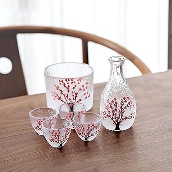 Amazon.co.jp: 桜柄 酒器セット ガラス 冷酒耐熱ガラス 冷酒器