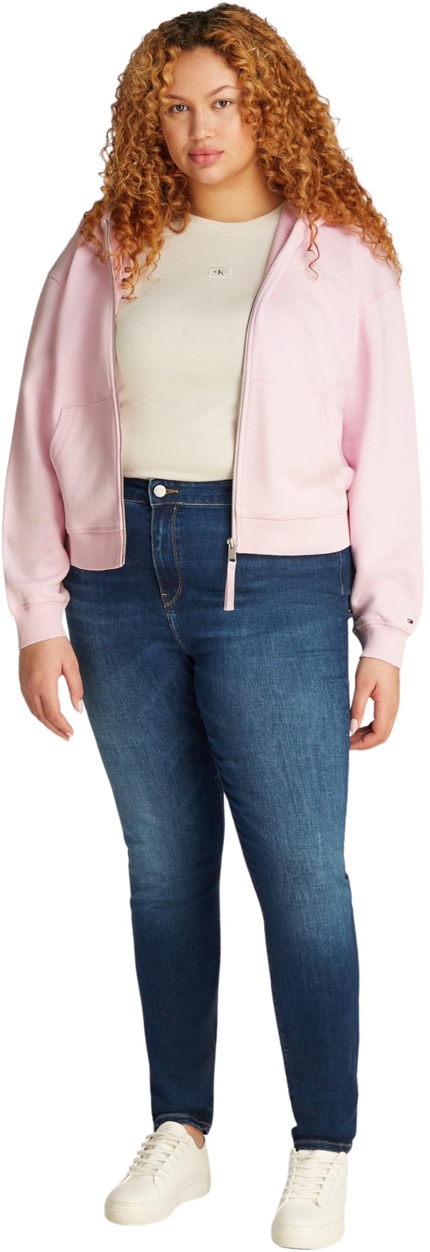 Tommy Hilfiger Sudadera con Cremallera Mujer Script Zip de algodón