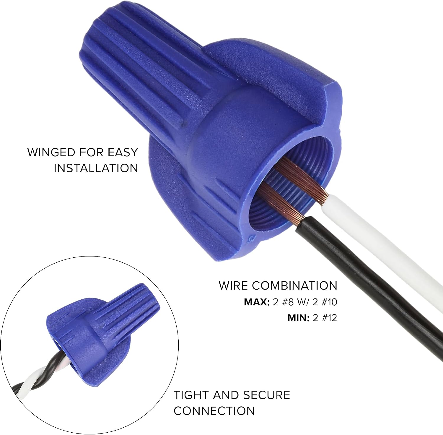 Maxxima Blue Electrical Winged Wire Connector Screw Terminal, 100 Pack | Cone Shaped, UL Listed, ROHS Compliant, Ideal for Electrical Project and Home Lighting