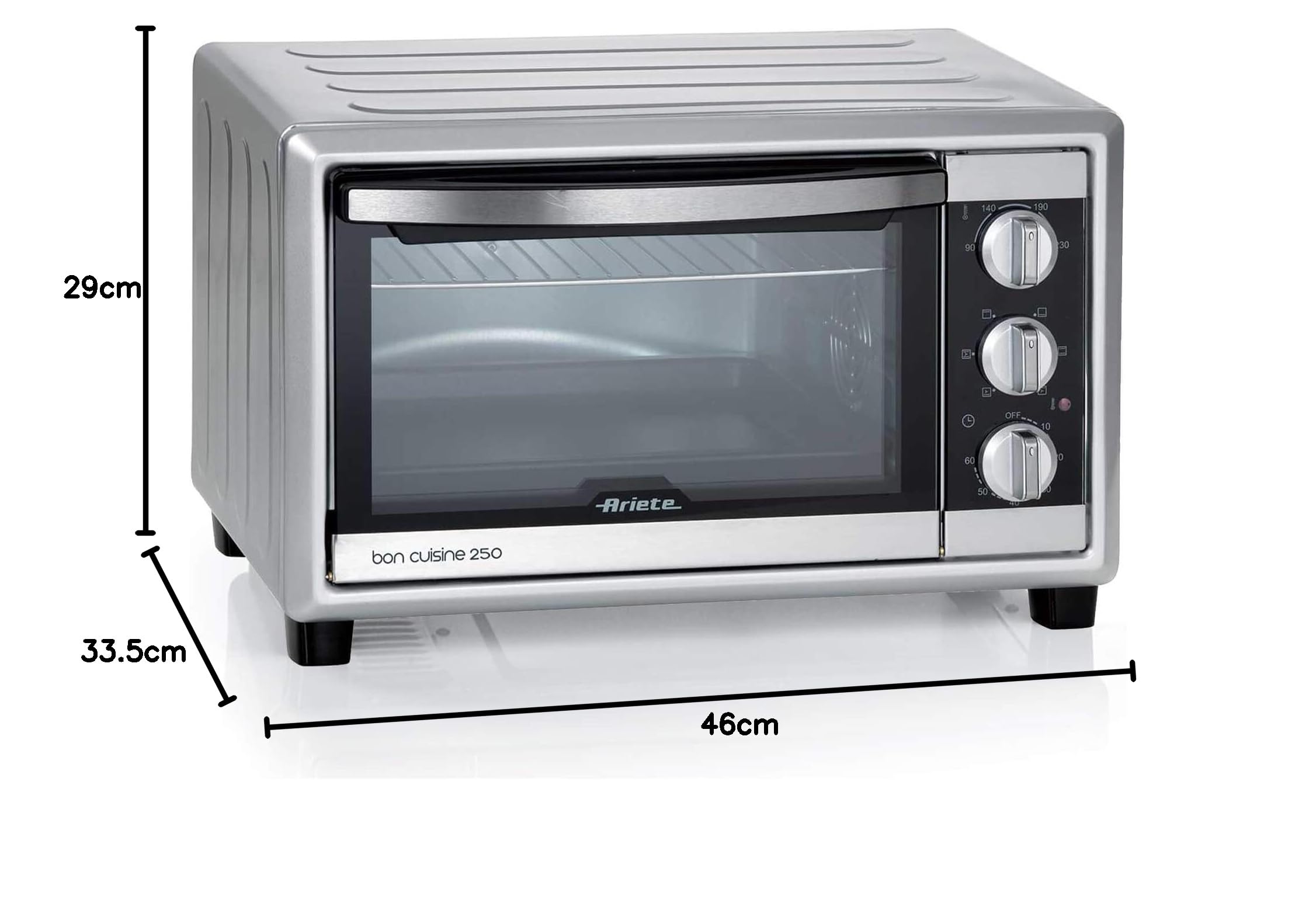 Ariete 984 Bon Cuisine 250 Forno elettrico ventilato 25L 1500W 6 posizioni cottura Timer 60 min Argento