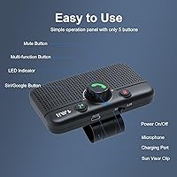 Vista 7 de 1Mii Altavoz Bluetooth 5.3 para automóvil, manos libres Bluetooth para teléfono celular, encendido automático de movimiento, asistente de voz