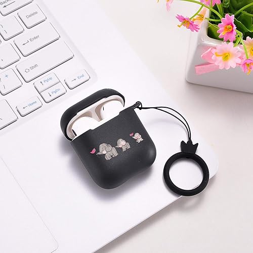 Miniatura 2 de LuGeKe Fundas para Airpods 1 y 2 con llavero, bonita funda con estampado de elefante con TPU suave protectora, a prueba de golpes, para niñas,