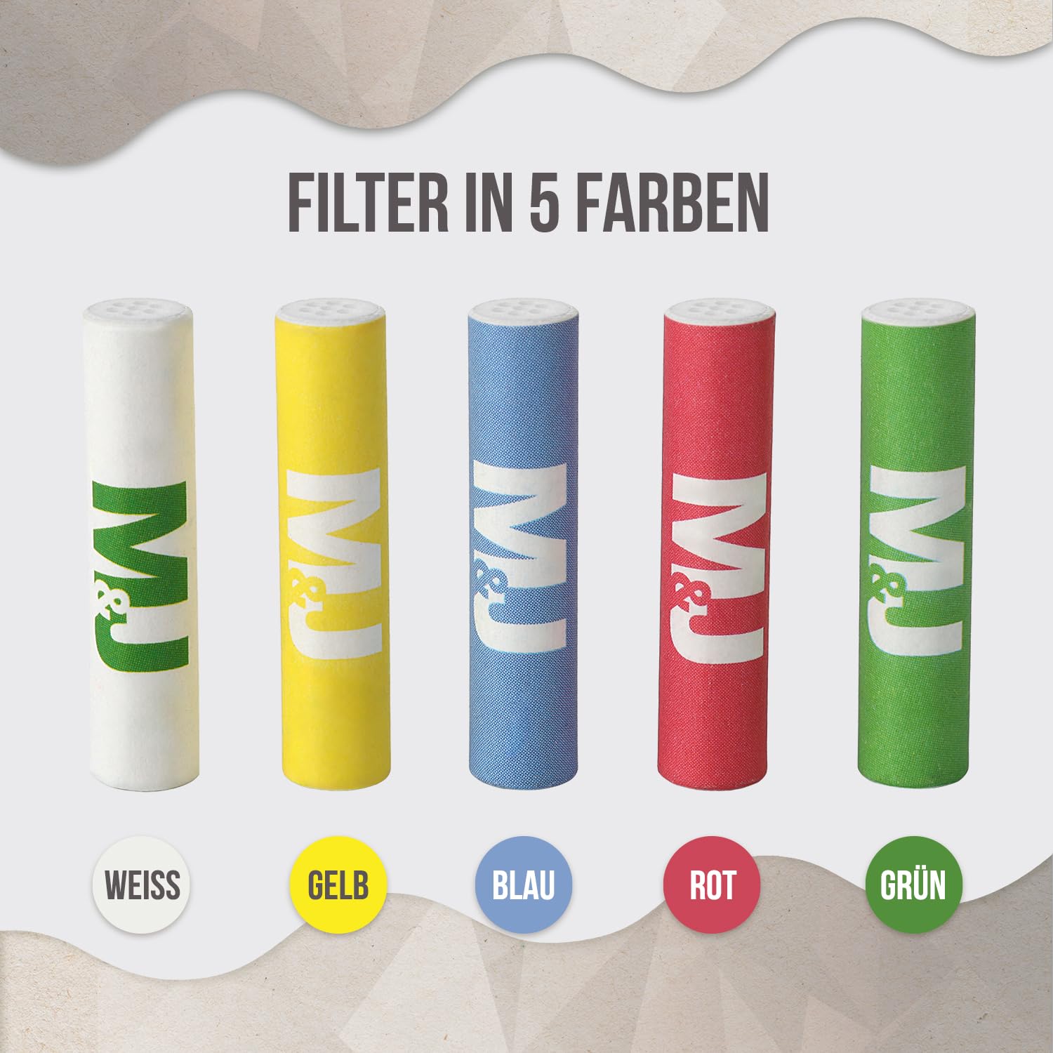 Mari & Juan 555 Aktivkohlefilter 6mm Slim Size I dünne Filter mit Aktivkohle aus Kokosschale, 555 Stück, bunt I Schadstoffärmeres Raucherlebnis