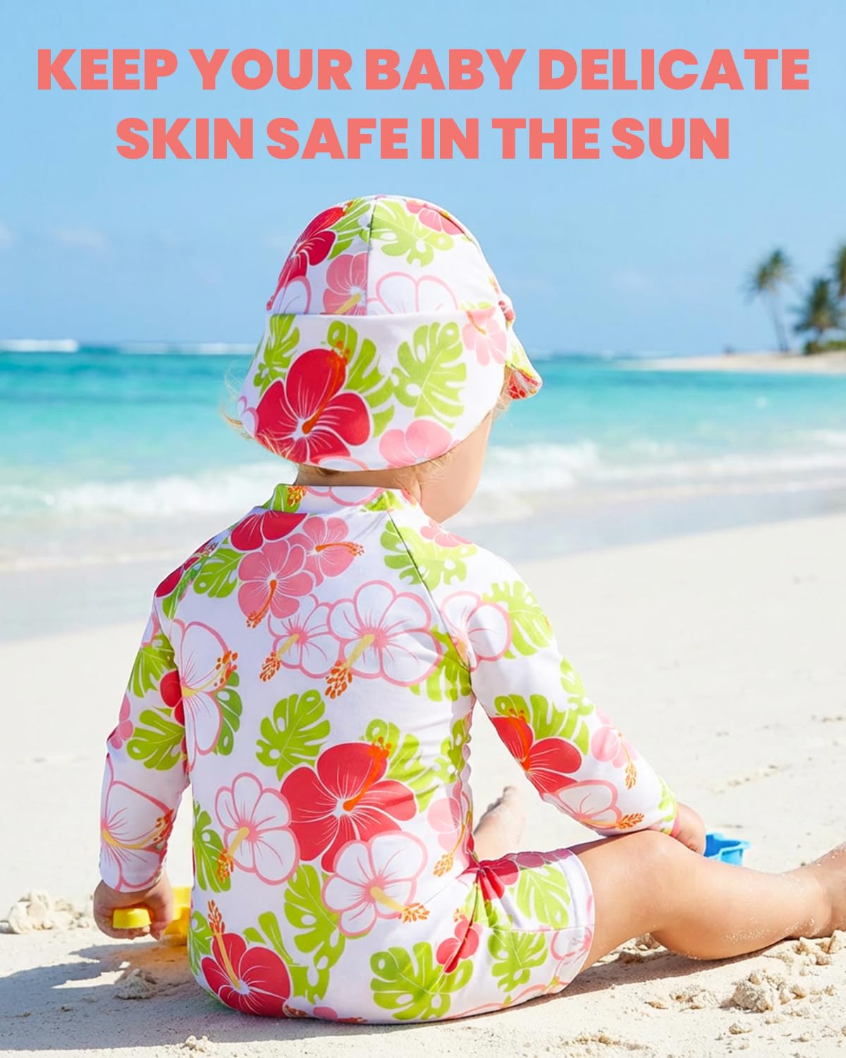 WYTbaby Maillot de bain pour bébé - Vêtement de protection UV avec boutons - Une pièce à manches longues - Maillot de bain UV pour tout-petits de 3 mois à 3 ans