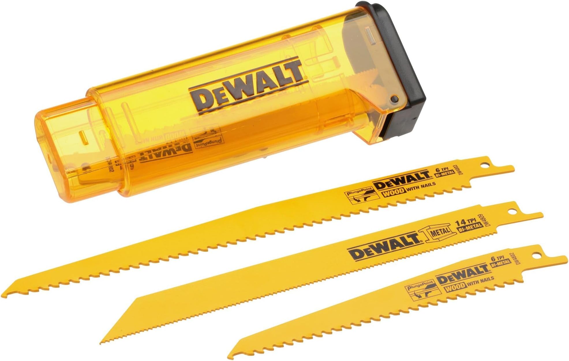 Reciprocating Saw Blades, 10 Piece Bi-Metal Combination Set with Case, Various Sizes 6 In to 9 In, Longer Life (DW4898)