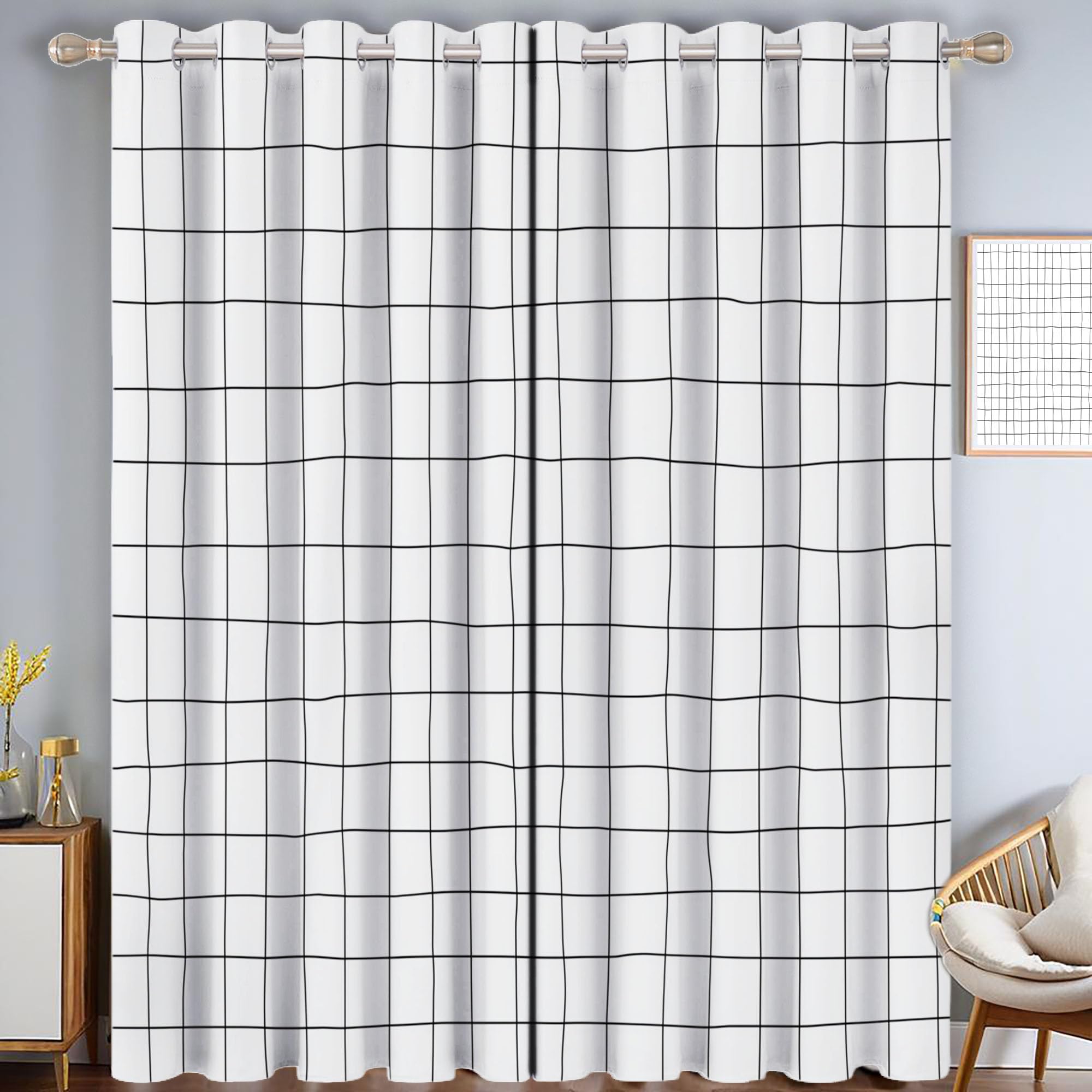 Rideaux de fenêtre pour chambre et salon cosy | Lot de 2 grands panneaux occultants à oeillets