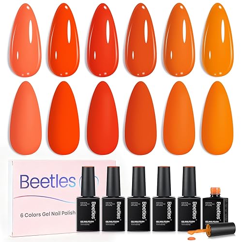 beetles Orange Gel Polish Set - Scarlet Sunset Colleciton, Red