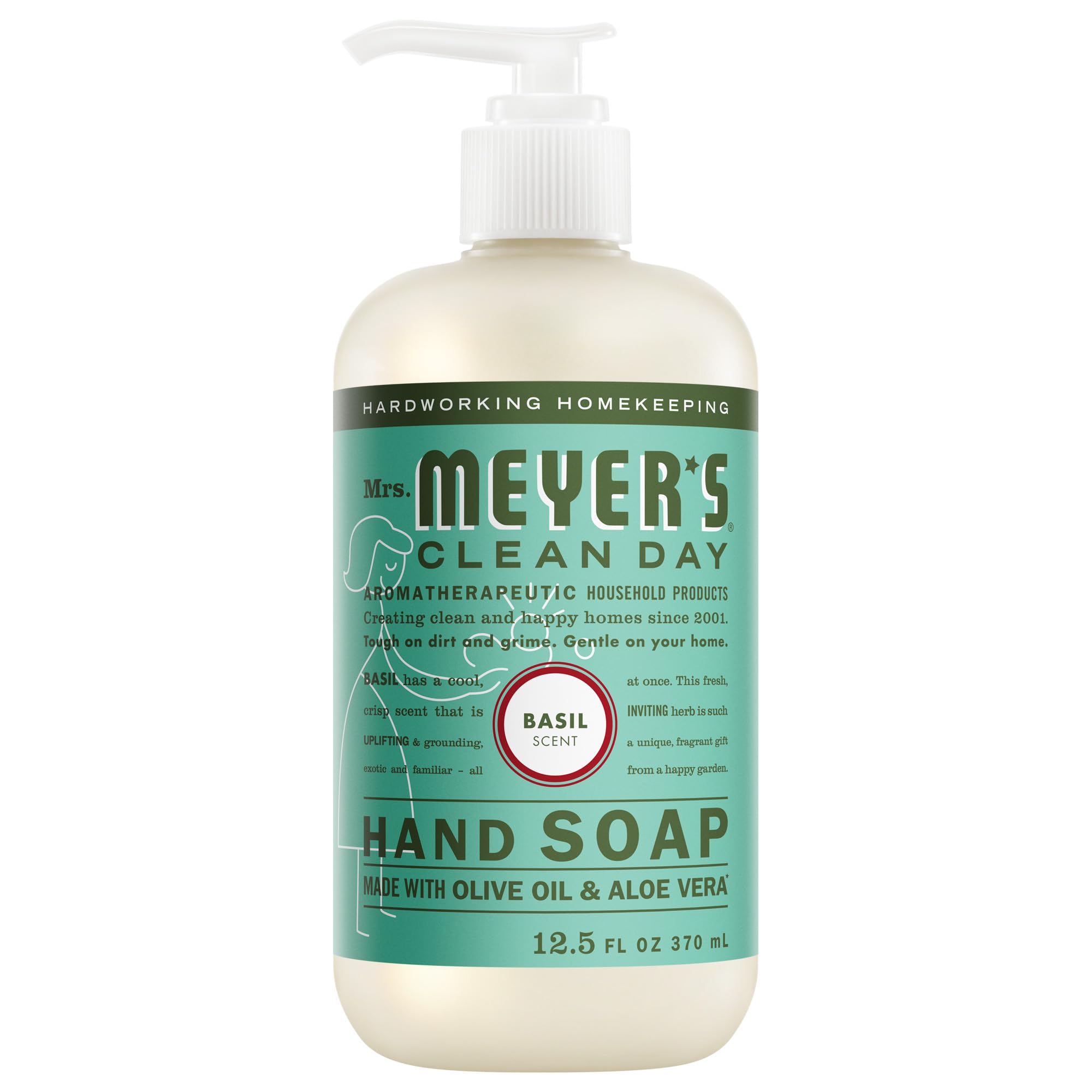 MRS. MEYER'S CLEAN DAY Hand Soap, Made with Essential Oils, Basil, 12.5 fl. oz