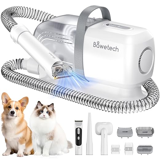 B2 Pet Grooming Kit, 5-in-1 Dog Grooming Vacuum and Dryer with Clipper and Brushes, 11000Pa Suction, 2L Capacity, 113℉ Dryer, Low Noise Pet Hair Removal Tool Pet Supplies for Dogs Cats