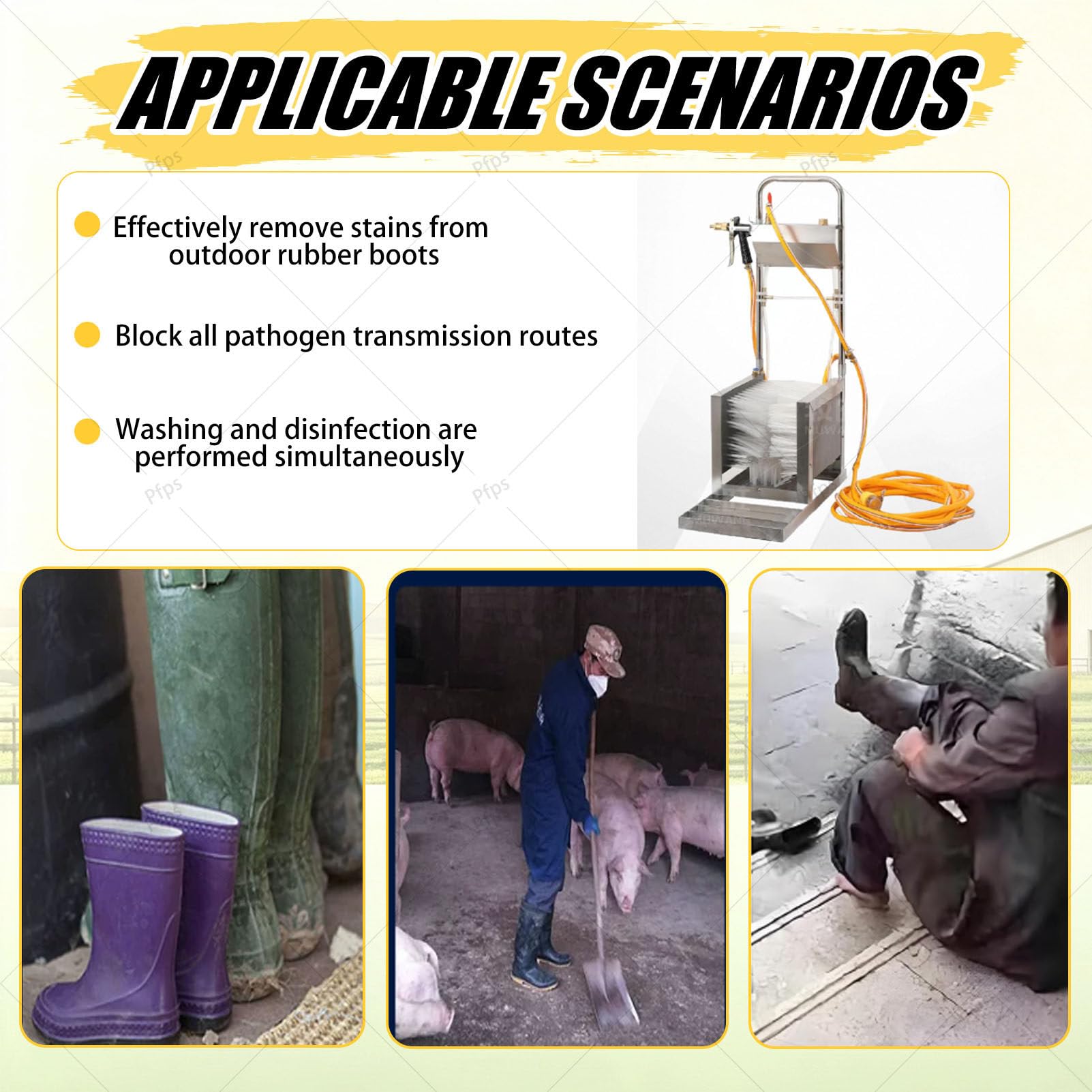 Lavapiés Automático De Acero Inoxidable, Limpiador Multifuncional De Calzado De Lluvia con Manguera De Agua Y Cepillo Rascador, para Ranchos