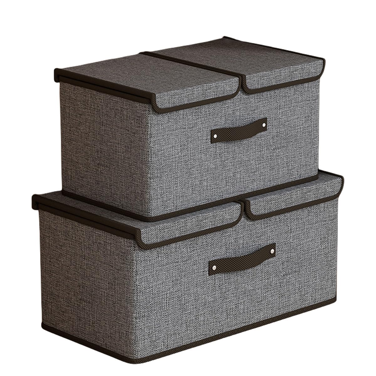 Ruikg2 Pack Storage Box with Lid Durable,Stylish and Versatile Bins for Home and Office Organization,Collapsible for Space-Saving(grey)