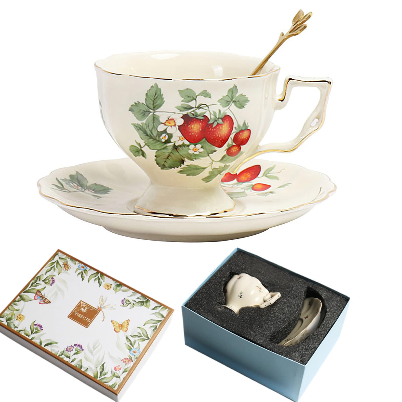 Amazon.com | Porcelain Tea Cup and Saucer Set, 8.5 oz/250 ml