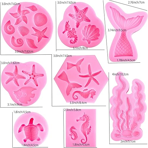 Miniatura 5 de Moldes de sirena de silicona para fondant, diseño de temática marina, chocolate y arcilla polimérica, moldes para dulces y jabón, cola de sirena,