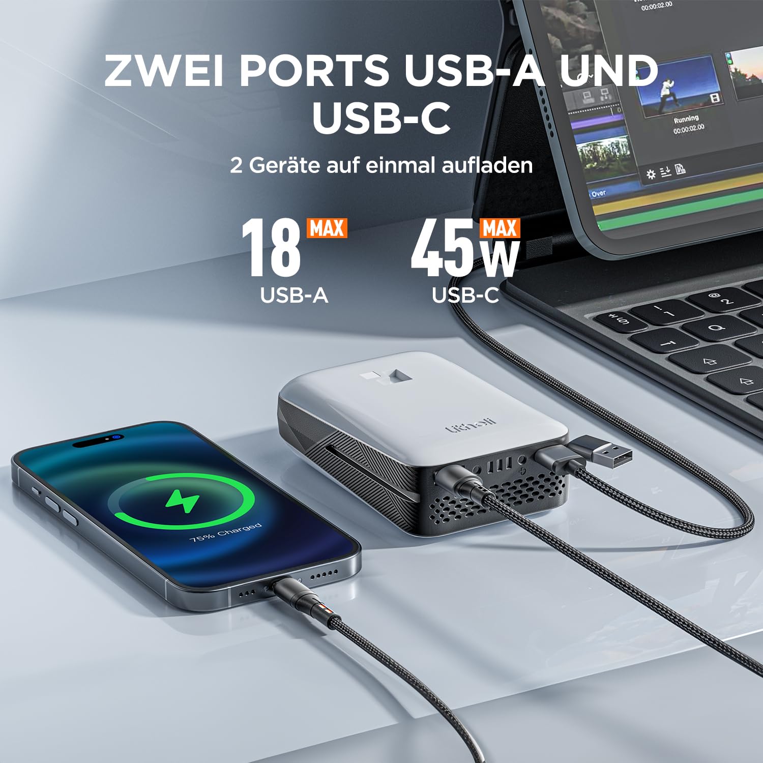 Litheli U20 podadora de pértiga sin cable, podadora eléctrica sin cable de 8'', podadora de árboles a batería con velocidad de corte de 9M/s y batería de 10000mAh para cortar ramas, recortar, podar
