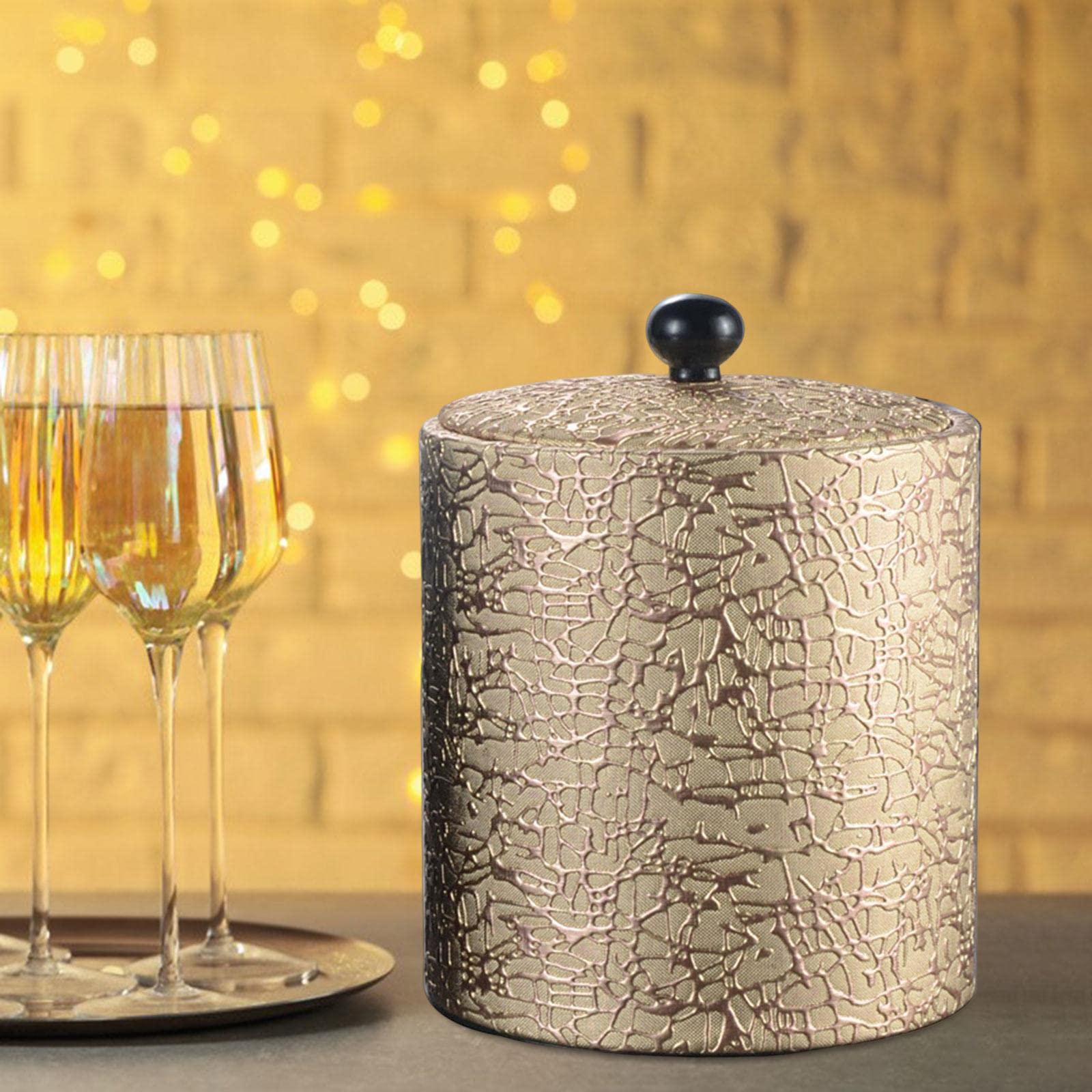 Cubo de Hielo de Acero Inoxidable Doble Pared Balde Aislado con Tapa y Asa Resistente Mantiene Hielo Sólido y Bebidas Frías Adecuado para Barbacoas, Oro, tal como se describe