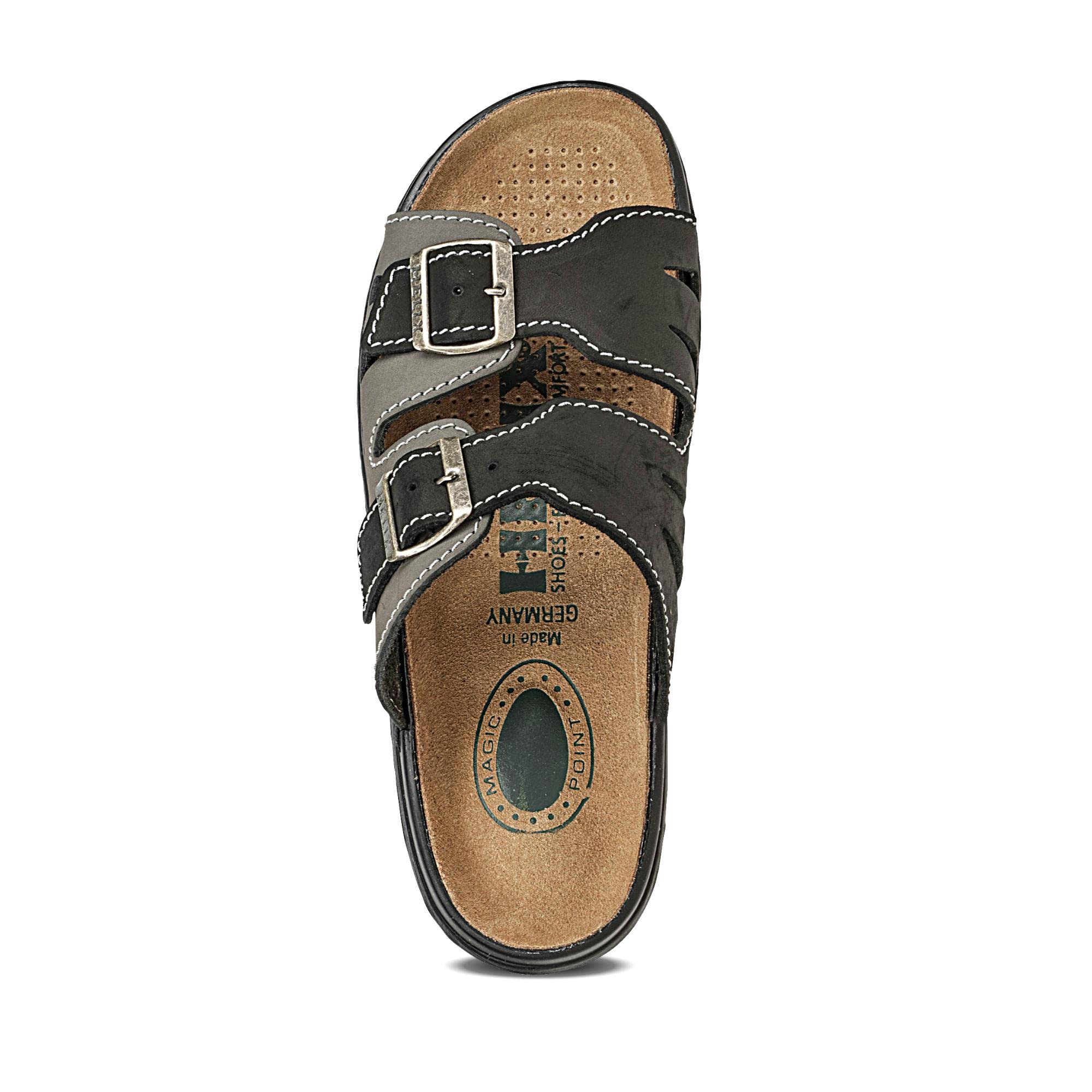 Helix Herren Pantolette schwarz/Grafit Leder von Größe 42 bis 47